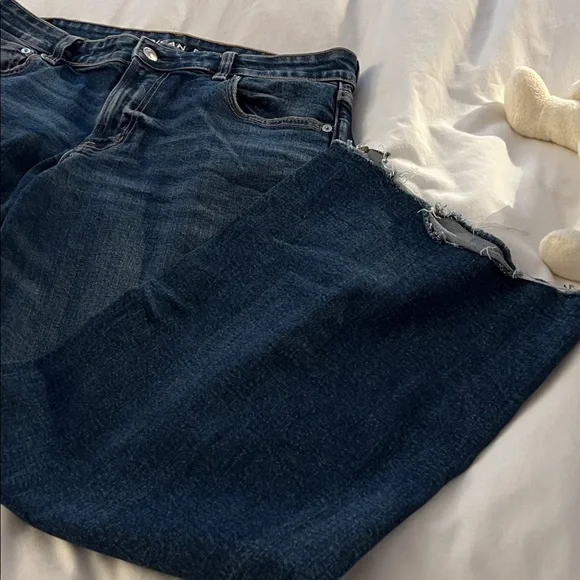 American Eagle Outfitters Women's Dark Blue Low Rise Wide Leg Jeans Size 10S - Picture 5 of 11